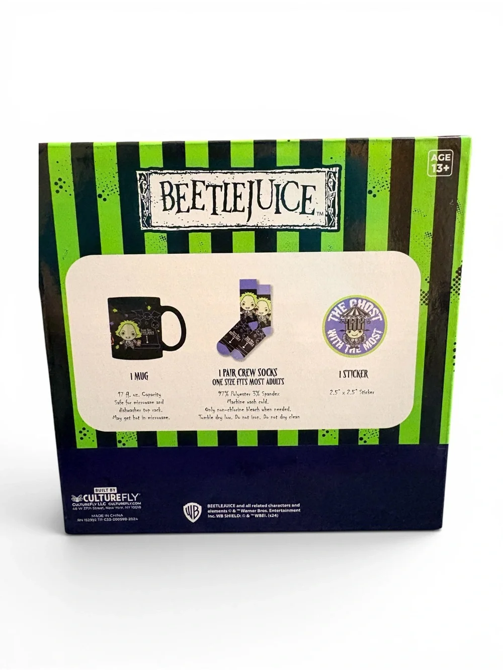 Beetlejuice Mug and Sock Set - Green/Black